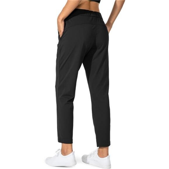 Women's Pants with Deep Pockets 7/8 Stretch Ankle Sweatpants - Picture 2 of 7